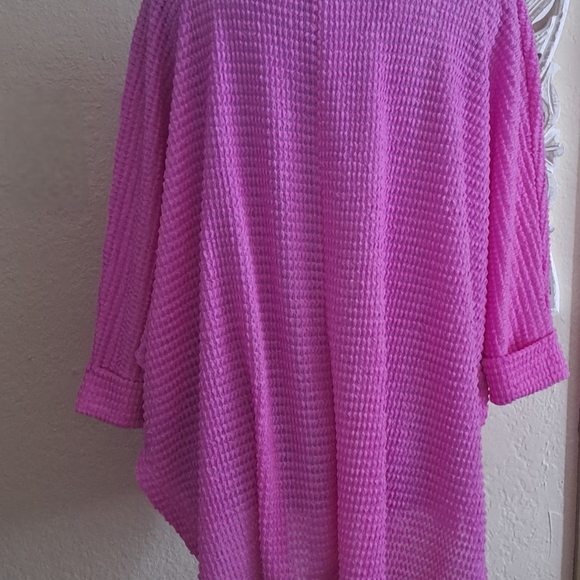 Vibrant Pink Waffle Knit Top - Picture 2 of 2